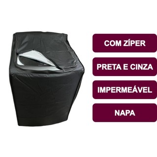 Capa para Maquina de Lavar Brastemp Electrolux Consul 12 a 15 kg Preta e Cinza  NAPA Todas as Marcas