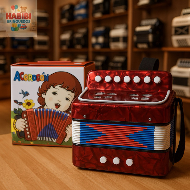 Mini Sanfona Acordeon Infantil Gaita- Max Midia Frete Grátis