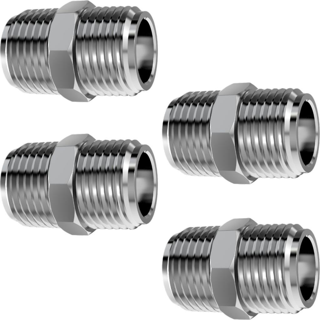 Kit 4 Niple Nipel Rosca Macho 1/2x1/2 100% Metal P/ Junção Emenda Engate Flexível Torneira
