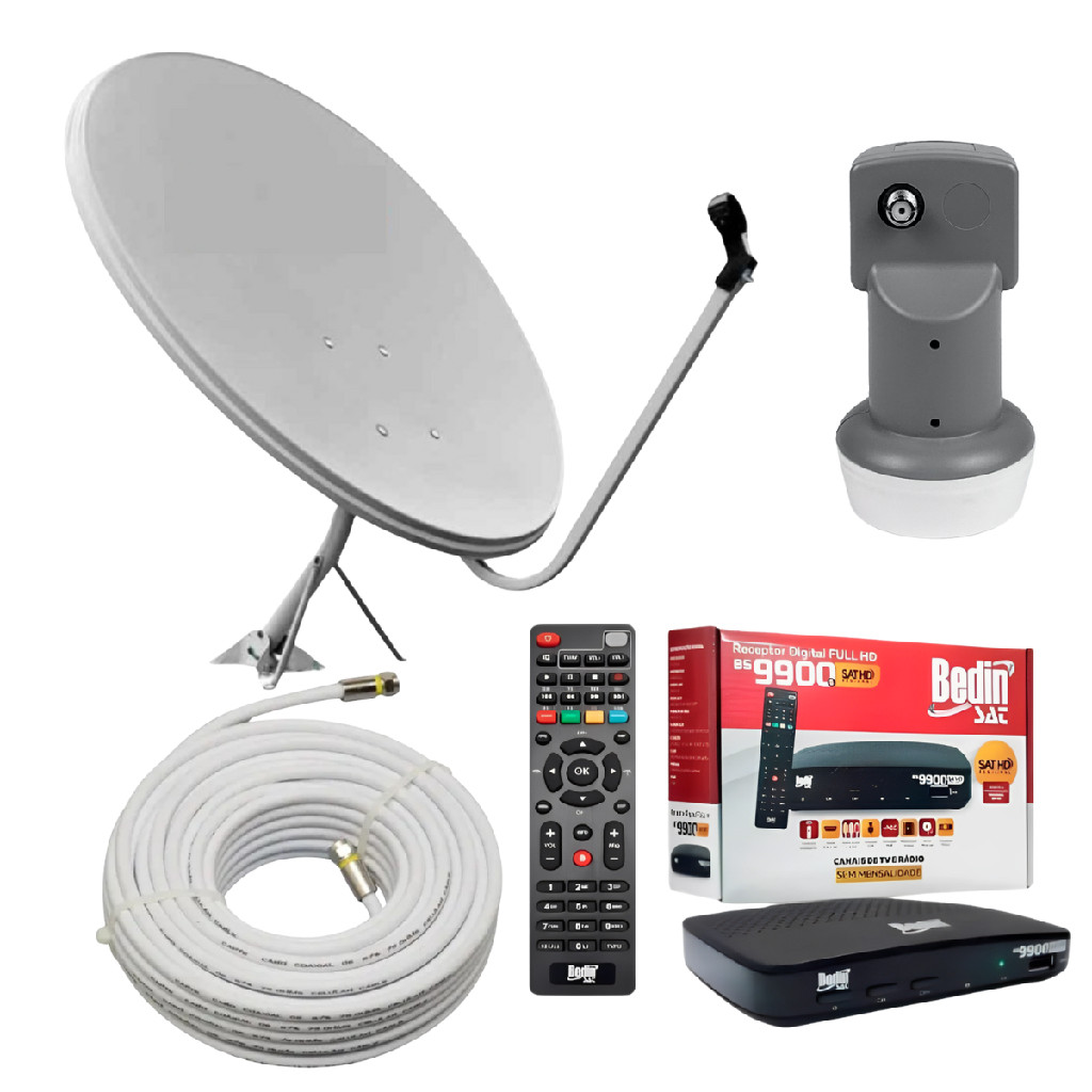 Kit Bedinsat Receptor Digital Bedin Antena 60cm Lnb Ku Cabo