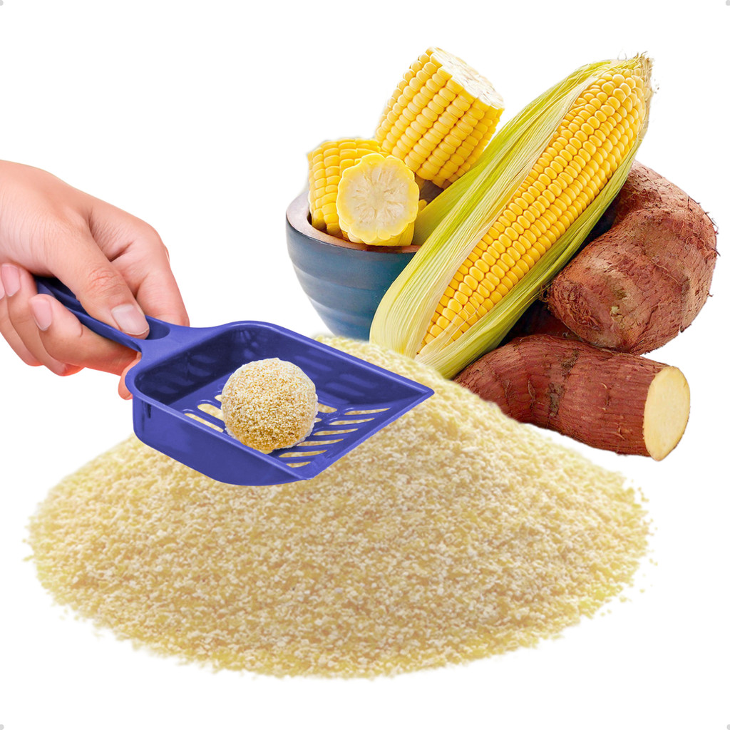 Kit 4 Areia Higiênica Natural Biodegradável de Grãos Finos de Milho e Mandioca para Gatos Kadi 16 kg — imagem 2 de 2