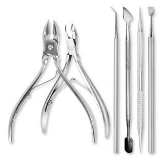 Kit Manicure 6 Peças Inox Alicate Corte Unha + Cutícula Espátula Palito Cureta Desencrava…
