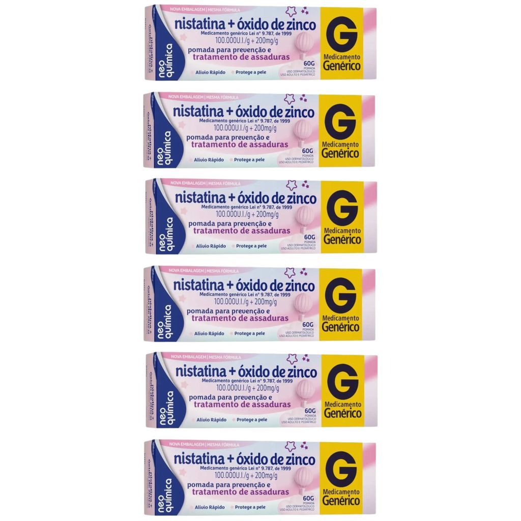 Kit 6X Pomadas Assadura Bebe 60g Neo