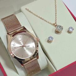Relógio Technos Elegance Boutique Rosé Feminino Kit 2035MUT/1T