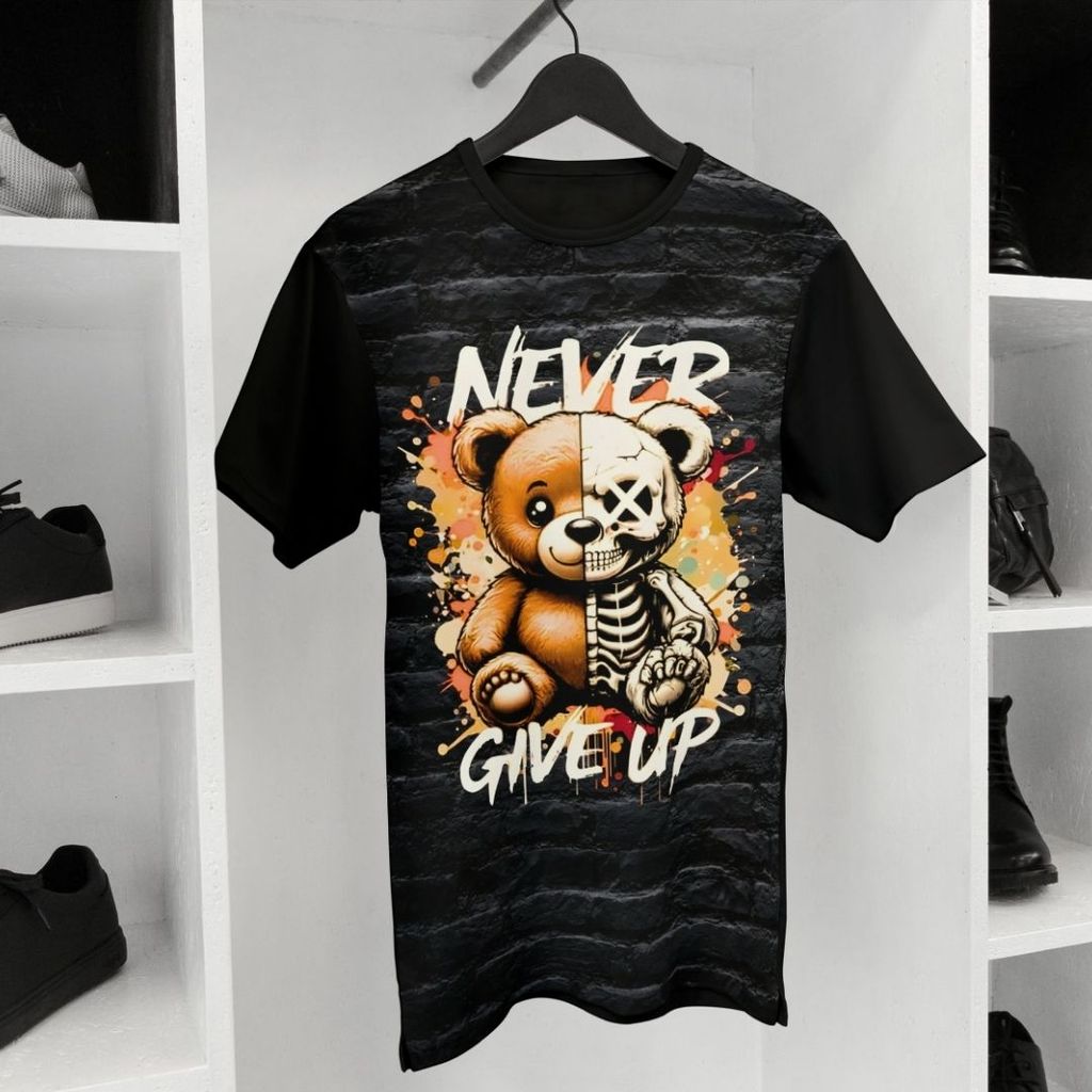 Camiseta Camisa Blusa Sublimada Estampa Urso Bear King Bolado Caveira Hip-Hop DryFit Premium