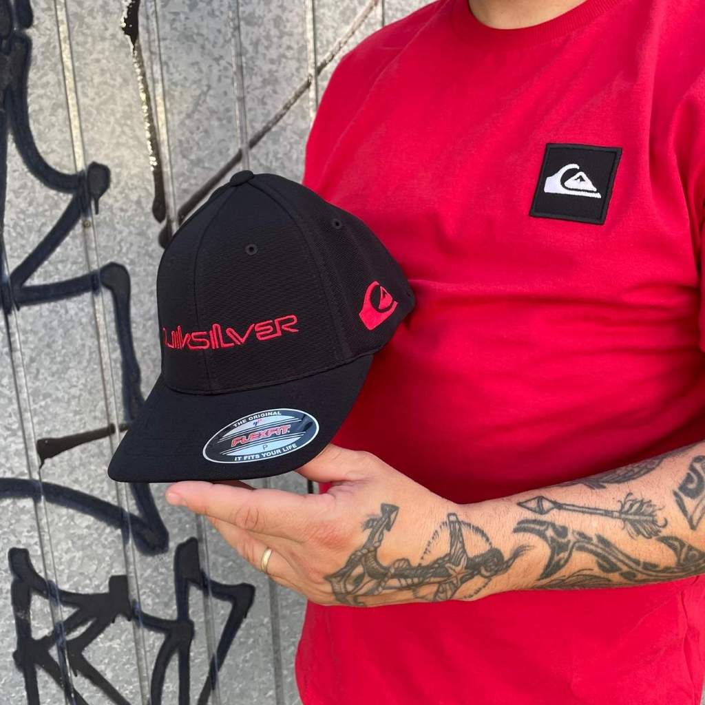 Boné Quiksilver Flexfit Emb Type Down Word Black Juvenil Q911A0377.BLK.P