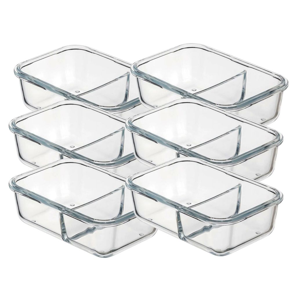 Kit até 6 Potes Herméticos 1000ml com 2 Divisórias – Tampa Antivazamento Marmita Fitness em Oferta na Shopee