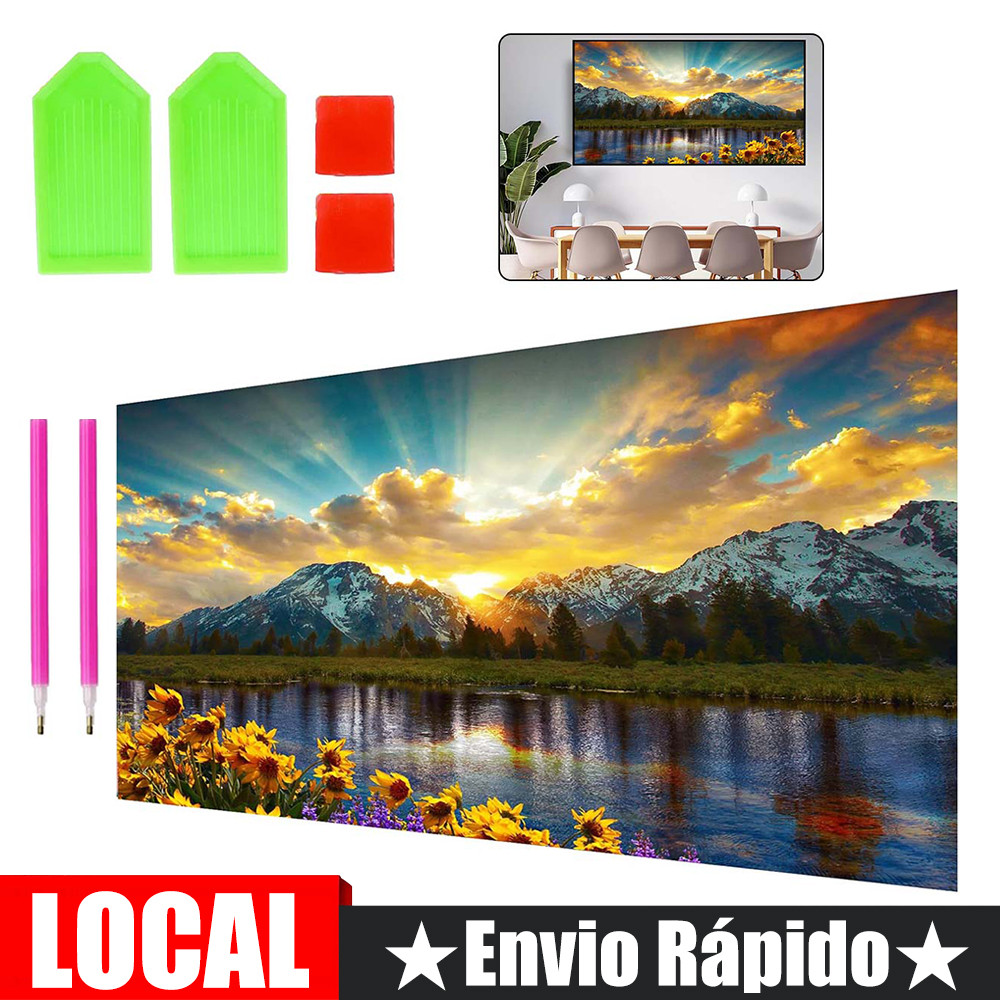 conjunto de pintura diamante diy 70x40cm sunset lake pintura diamante lazer entretenimento pintura