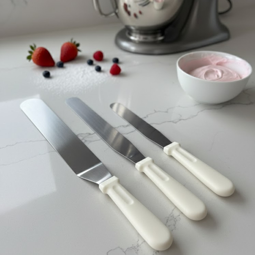 Kit 3 Espátulas Grandes Profissionais para Confeitaria e Cozinha – Reta e Curva (33cm, 37cm e 38cm) em Oferta na Shopee