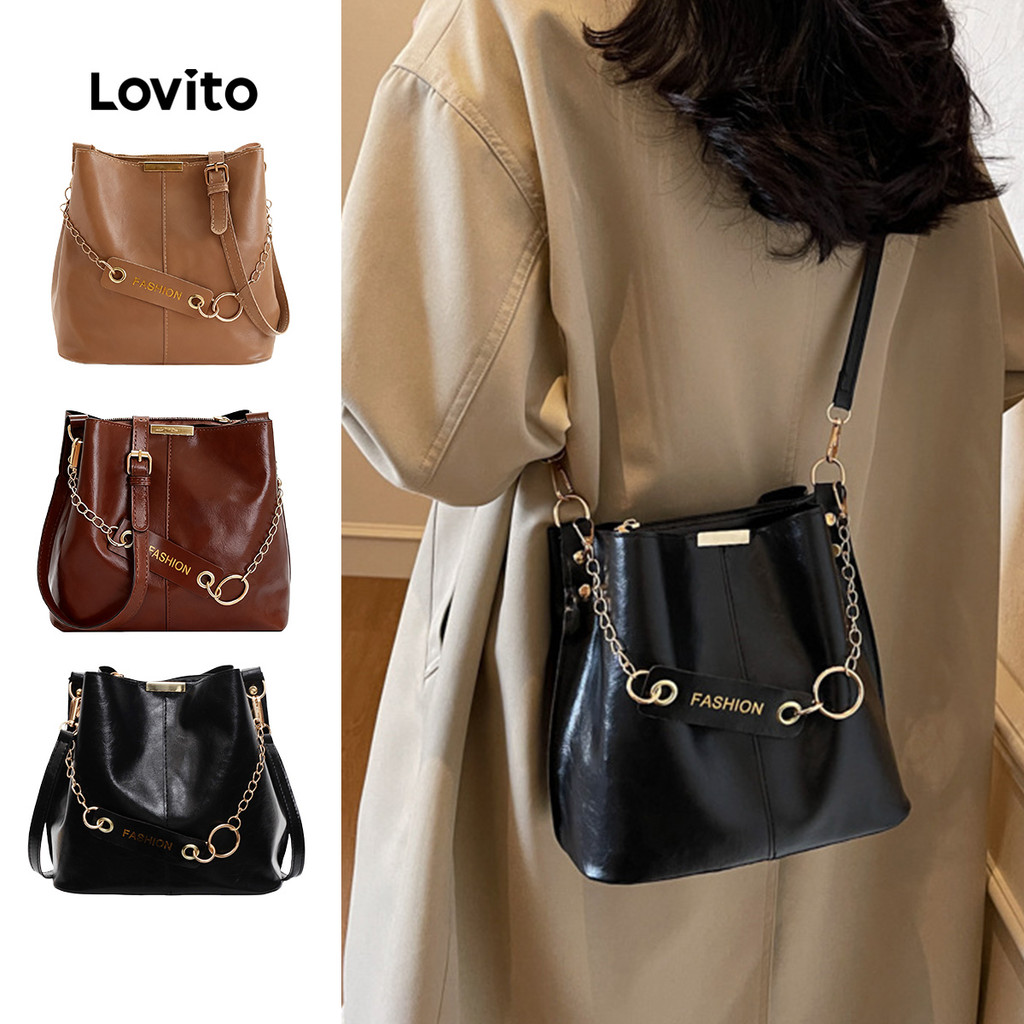 Lovito Casual Chain Bolsa de Ombro Pequena para Mulheres LFA104029 em Oferta na Shopee