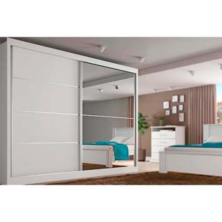 Guarda Roupa Casal 2 Portas de Correr e 4 Gavetas c/1 Espelho Verona Plus Branco - Europa em Oferta na Shopee