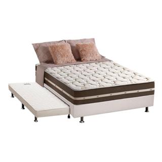 Cama Box c/Auxiliar Casal: Colchão Anjos Superlastic Classic Marrom + Base CRC Courano Branco(138x188) em Oferta na Shopee