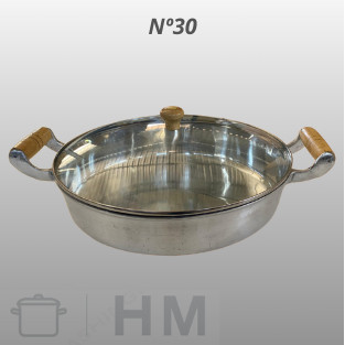 Imagem Frigideira Nº30 em Alumínio Batido/LINHA PREMIUM/Com Tampa de Vidro ou Aluminio