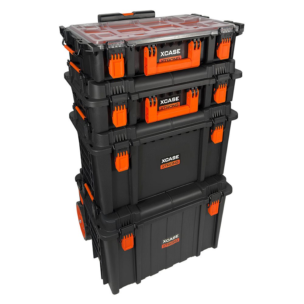 Kit Caixas de Ferramenta Modular Plásticas com Rodas Xtrong XCASE-1208E + XCASE-1208D + XCASE-1208C + XCASE-1208B