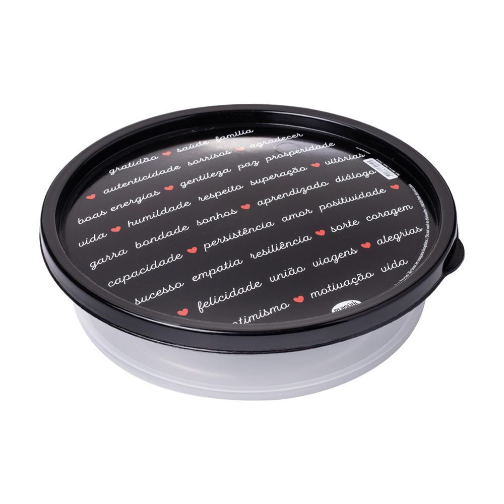 Pote Porta Frios Mortadela Redondo Preto Palavras Plasútil em Oferta na Shopee