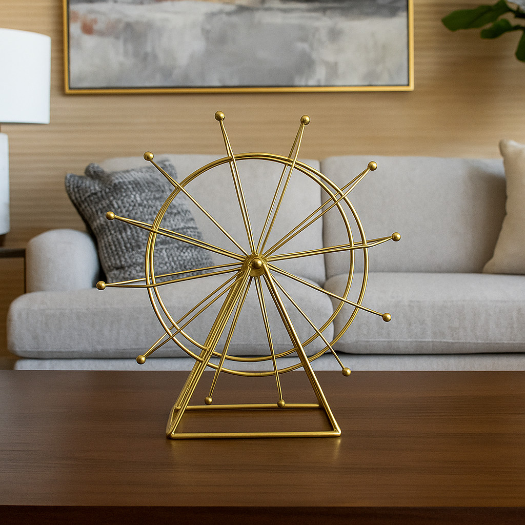 Decoração Roda Gigante de Ferro Dourada 28,5X10X30cm em Oferta na Shopee