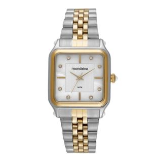RELÓGIO MONDAINE FEMININO QUADRADO PRATA/DOURADO 32843LPMVBE2 em Oferta na Shopee