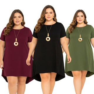 Vestido Mullet de Manga Curta Plus size Mid size NF Viscolycra Leve Levinho em Oferta na Shopee