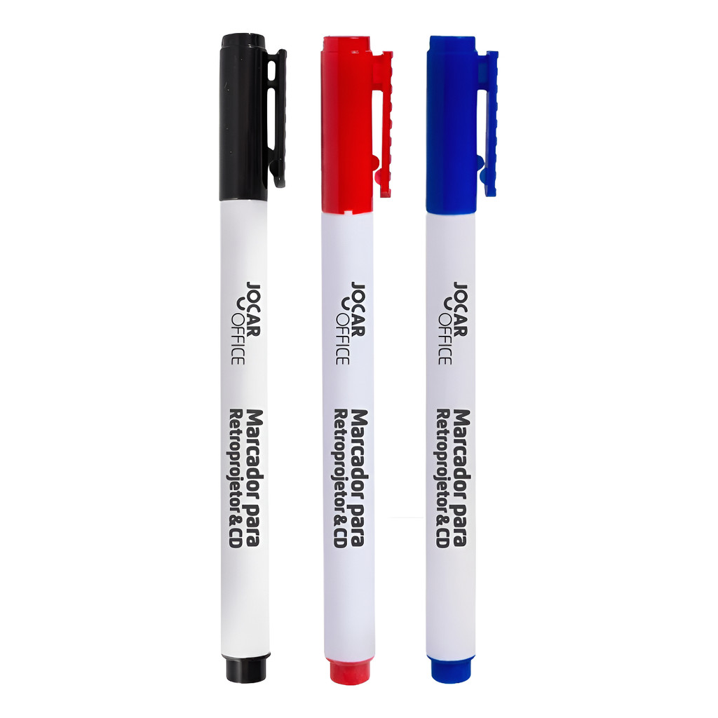 Caneta Marcador Cd/retroprojetor 2mm Jocar Office 3 Cores