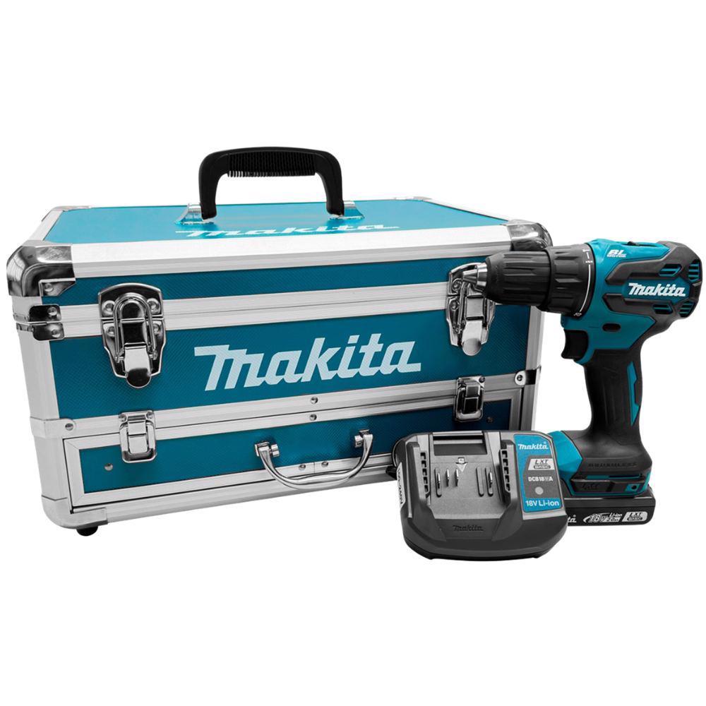 Parafusadeira Furadeira de Impacto Bateria 18V com Carregador e Maleta 96pçs DHP490WVX3 MAKITA em Oferta na Shopee