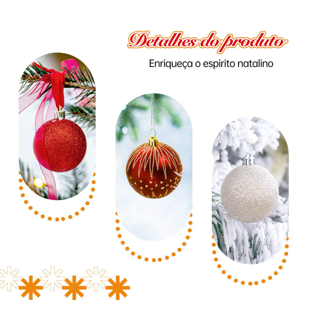 Kit 16 Bolas Enfeites de Natal Decoração para Árvore Natalina Bolinha Champanhe Loja Pisca Pisca LED — imagem 2 de 2