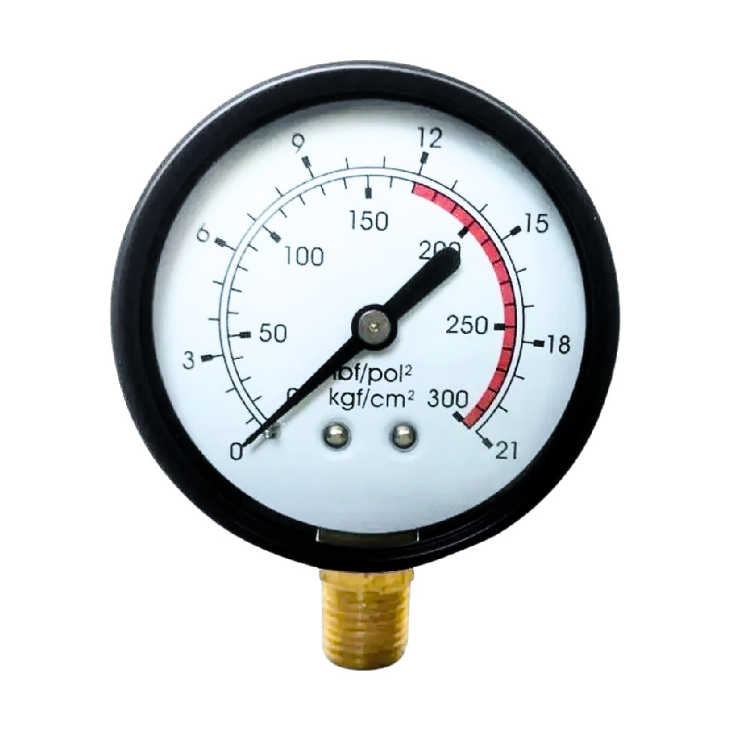 Manômetro para Compressor de Ar 300 PSI com Rosca 1/4 NPT Medidor de Pressão Profissional Vertical