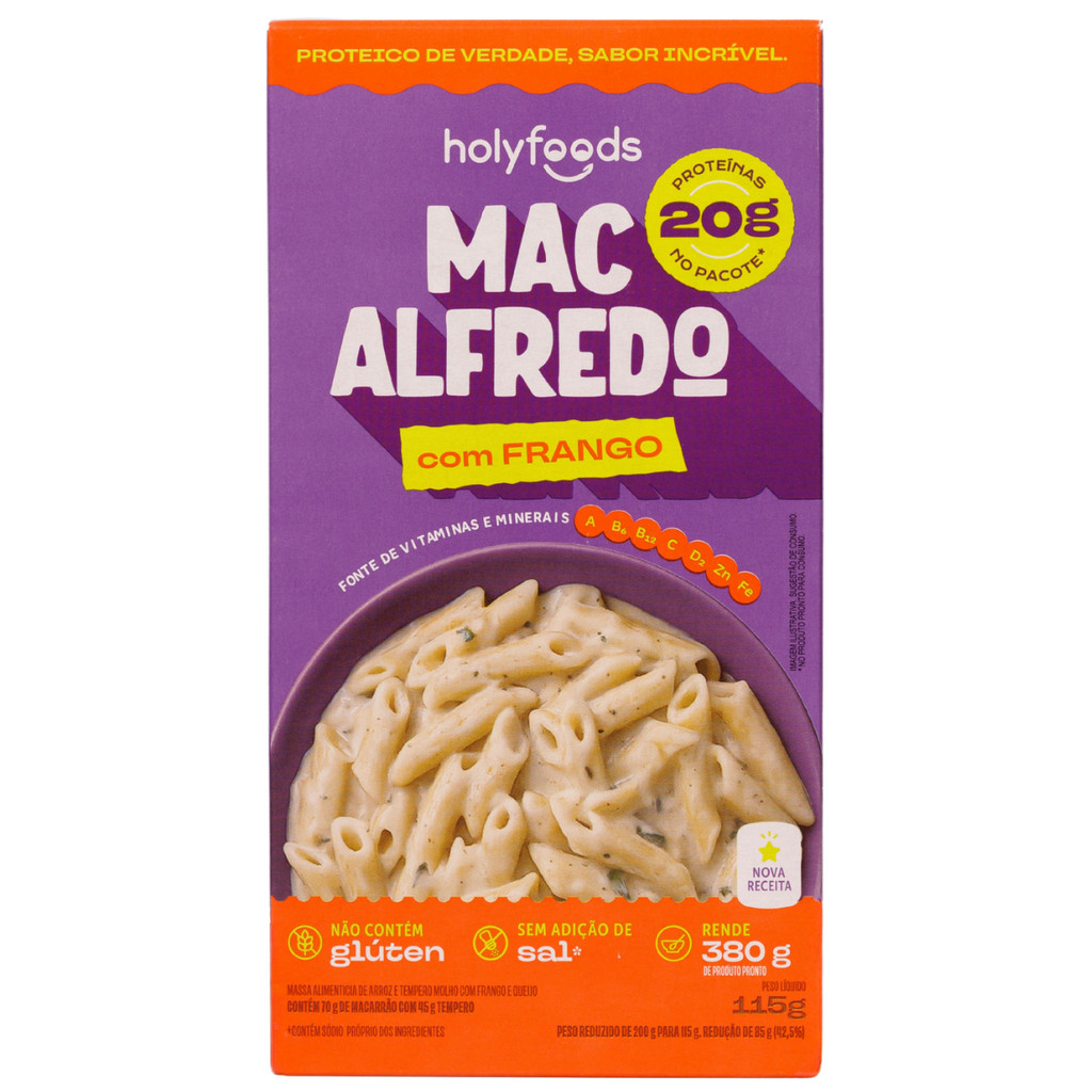 Mac Alfredo HolyFoods Macarrao  de Frango sem Gluten 20g de Proteina fonte de vitaminas