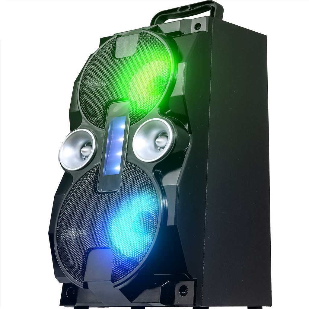 Caixa De Som Alta Amplificada LED RGB Bluetooth USB Pendrive SD Radio Fm Aux P2 Entrada P10 Karaokê