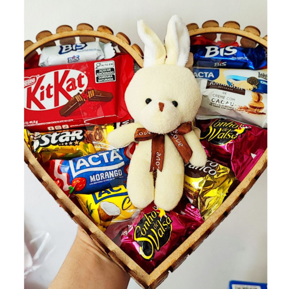 Cesta Coração de Chocolate Dia dos Namorados, Dia das mães, aniversário, Pais, Presente Amigo, Amiga