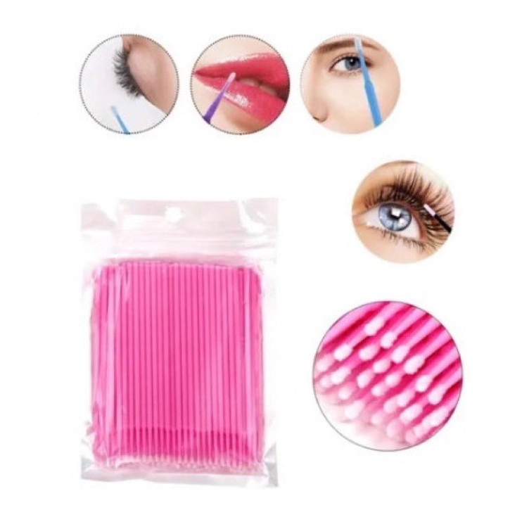 Kit 100 microbrush cotonete alongamento fio a fio cílios em Oferta na Shopee