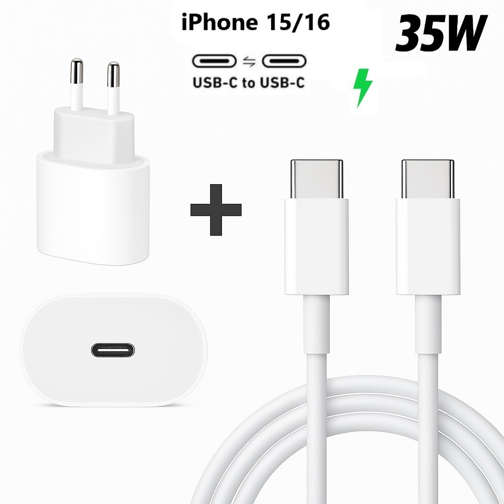 Carregador 15 16 17 iPhone Tipo C Tipo C 35W Fonte Cabo Para iPhone