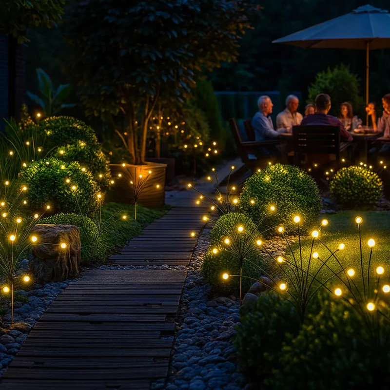 Kit 2 Peças Luminárias Vagalume Jardim Placa Luzes Solares 10 Leds – Iluminação Decorativa Externa