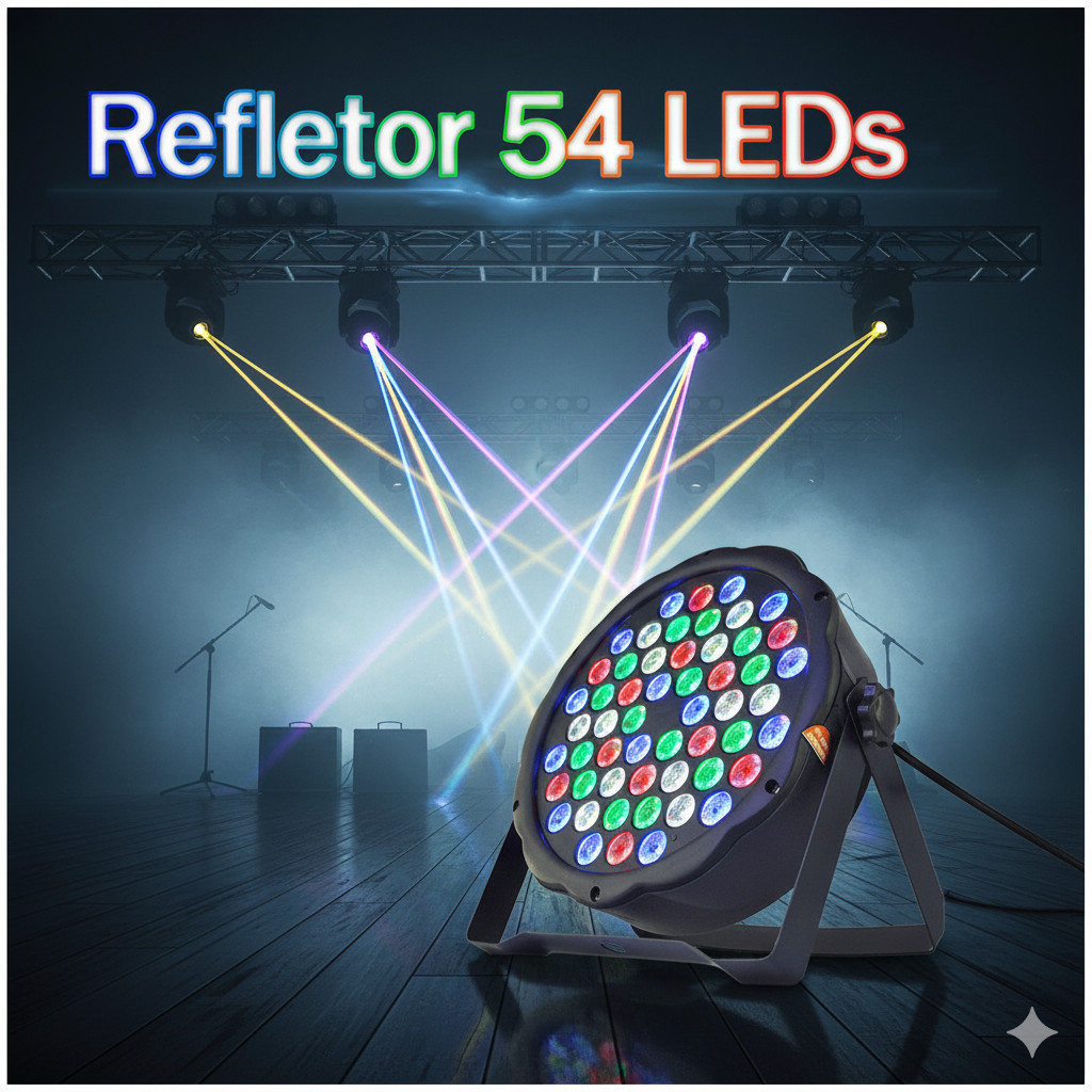 Canhão Refletor de Led 54 Led RGB equipamento de iluminação de palco, dança bares e Shows DJ DMX efeitos com áudio