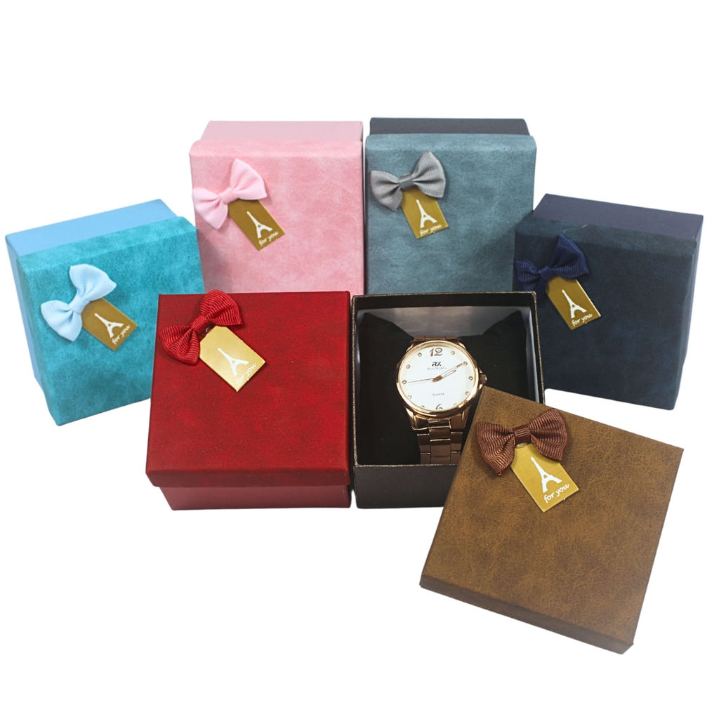 Kit 6 Caixas para Relógio Luxo com Laço Sortidas 9x9cm