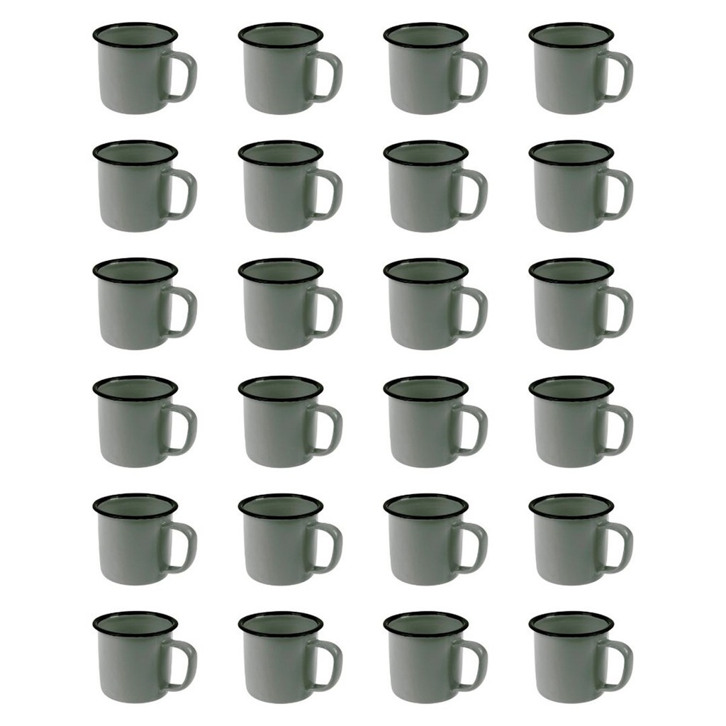Xícara Caneca Esmaltada Retro 80ml Cinza Café Chá 24 Peças