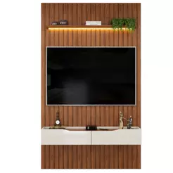 Painel Para Tv Até 55 Polegadas 1,43m Ripado Autêntico Com Led Montreal Com Nicho Efraín