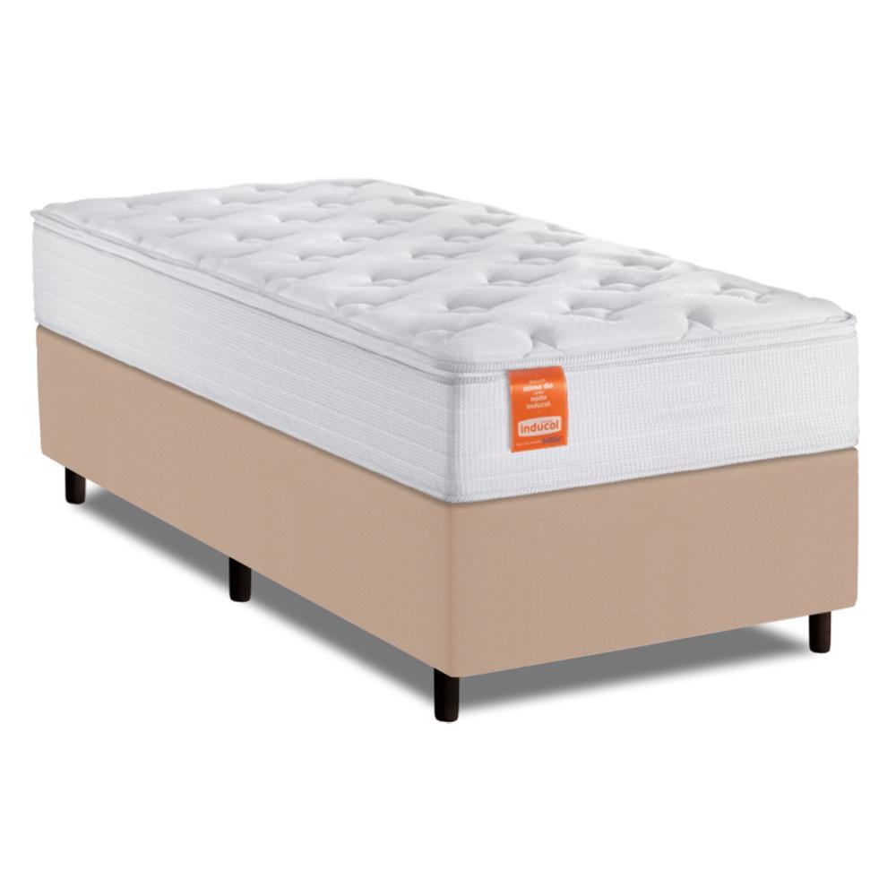 Cama Box Colchão Solteiro Molas Ensacadas Real 88x188x65cm Branco / Bege Inducol - Suporta até 130kg por Pessoa em Oferta na Shopee