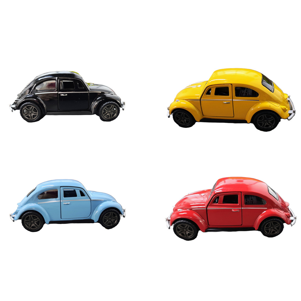 Carrinho Miniatura Fusca Metal Fricção Abre Portas Colecionador Brinquedo Cores Variadas Vermelho Azul Preto Presente