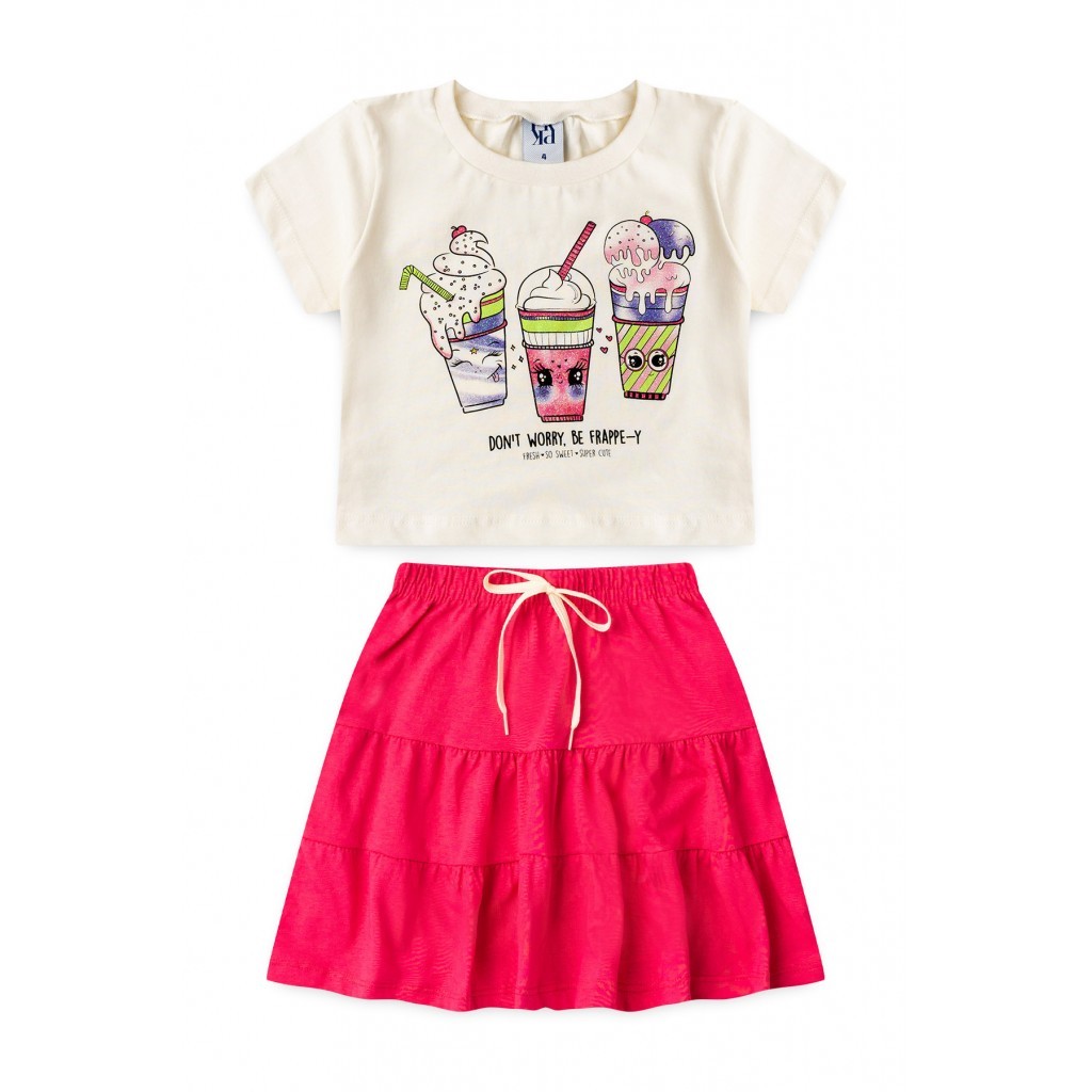 Conjunto Infantil Feminino Doce Milkshake em Oferta na Shopee
