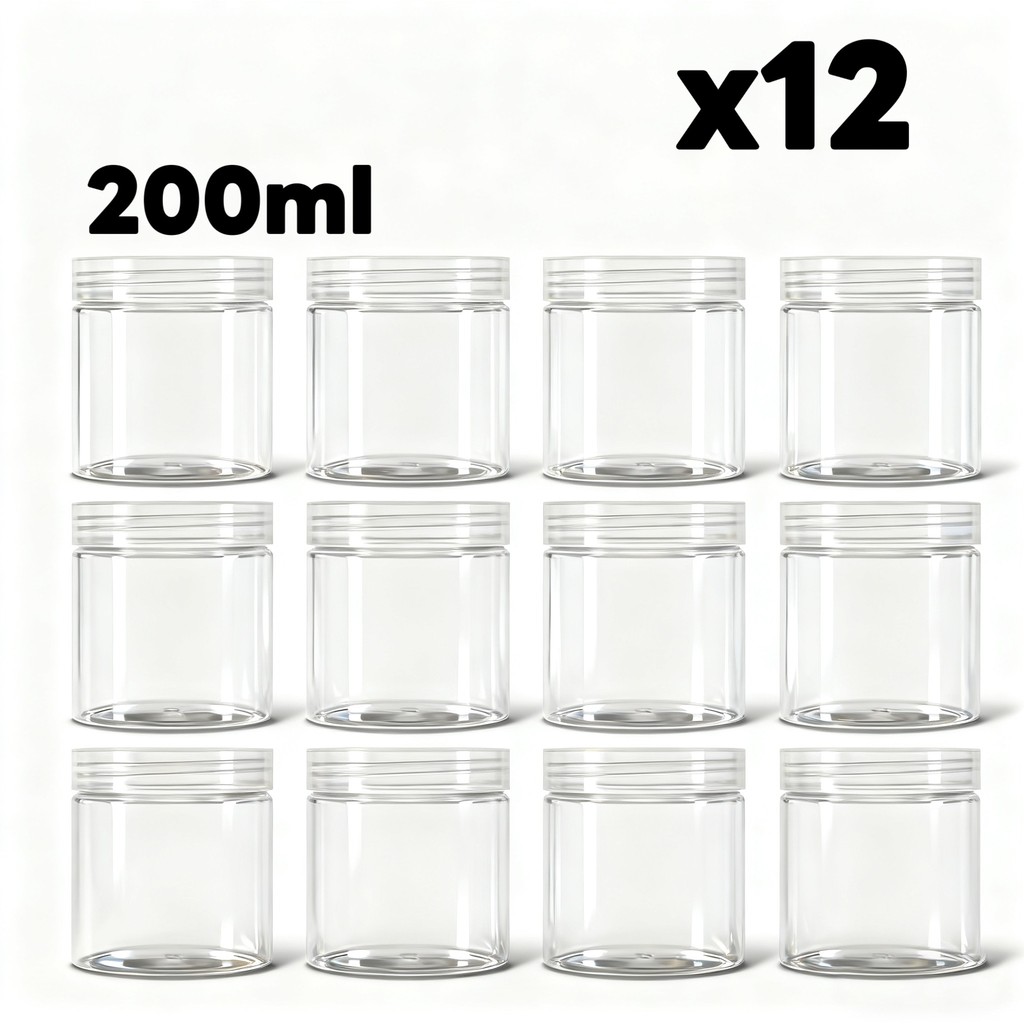 Frasco de plástico transparente com tampa hermética de 200ml, adequado para armazenar leite materno e leite em pó