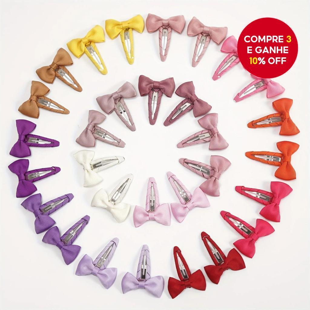 Grampos De Cabelo Com Laço De Fita De Cetim Para Bebês Meninas Presilhas Antiderrapantes Acessórios Infantil 30 Peças