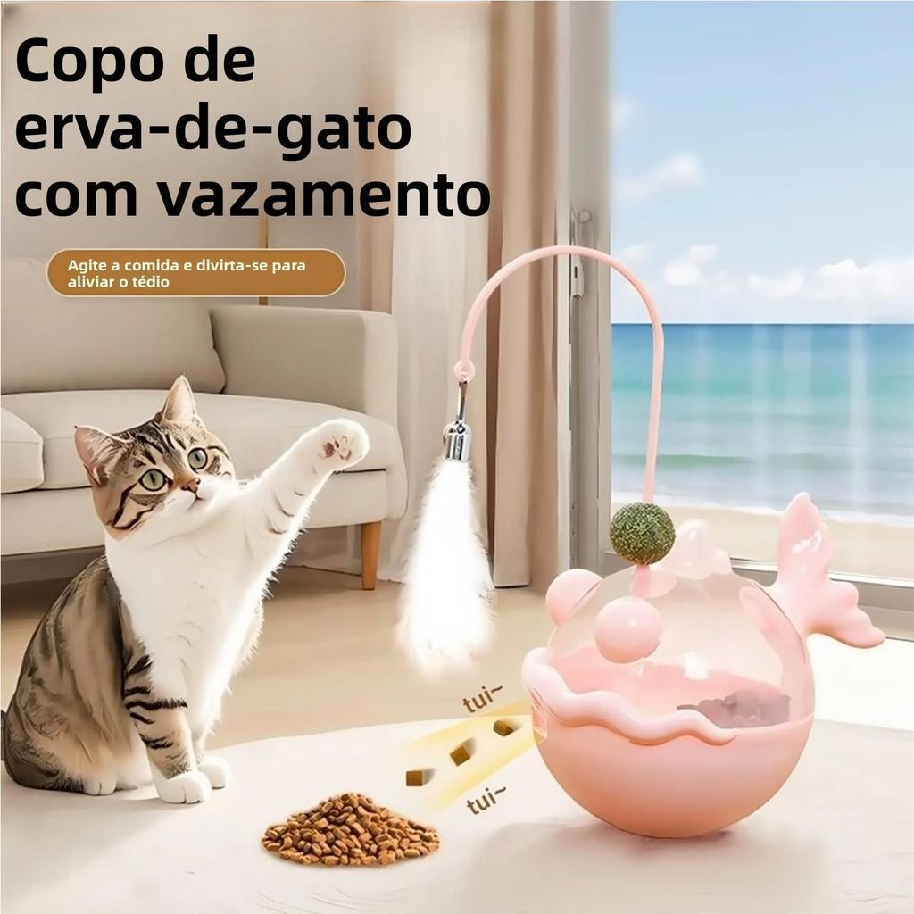 Brinquedo Interativo Automático para Gatos – Bola com Vara Wobbler Viral no TikTok

