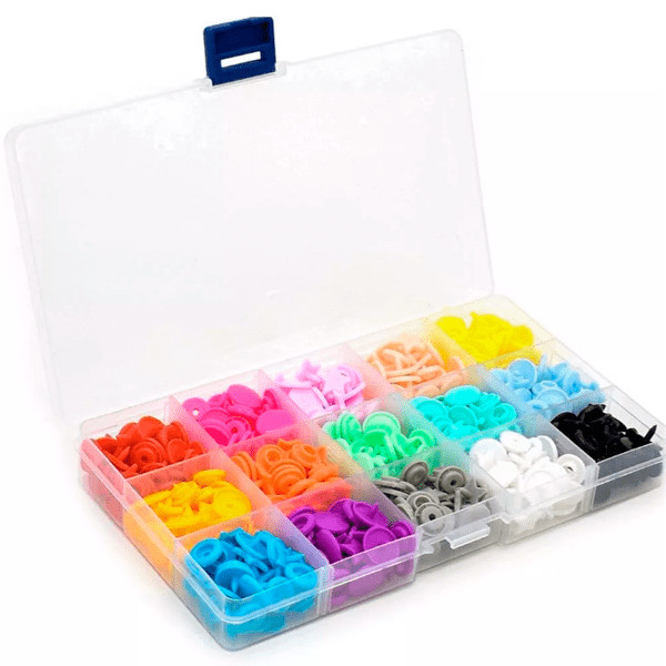 Kit Botão de Pressão Estrelas e Redondo 15 Cores 12mm  150 un Patchwork Artesanato Ateliê