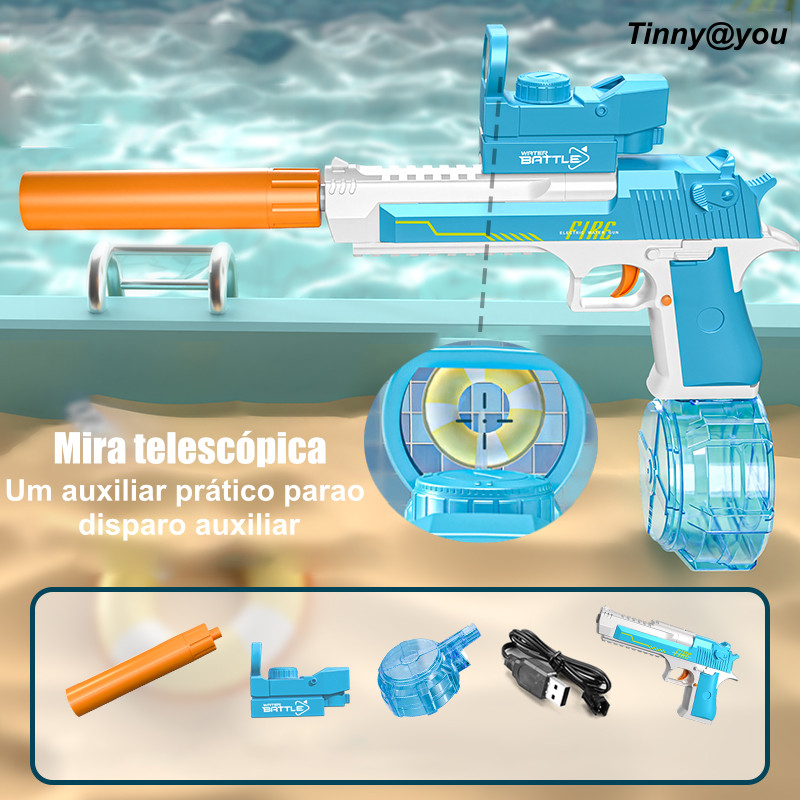 Pistola de Água Elétrica Automática Transparente Super Jato Longo Alcance 10m Brinquedo para Piscina Crianç TINNY YOU em Oferta na Shopee