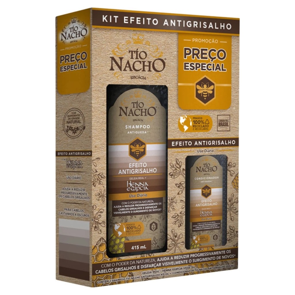 KIT EFEITO ANTIGRISALHO TIO NACHO SHAMPOO 415ML + CONDICIONADOR 200ML em Oferta na Shopee