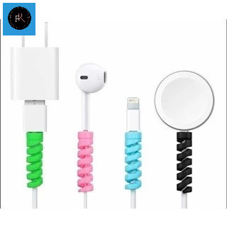 Cartela c/ - 04 Protetor de Cabo em Silicone Espiral para Fio Celular Carregador USB Cable Protector CP-01