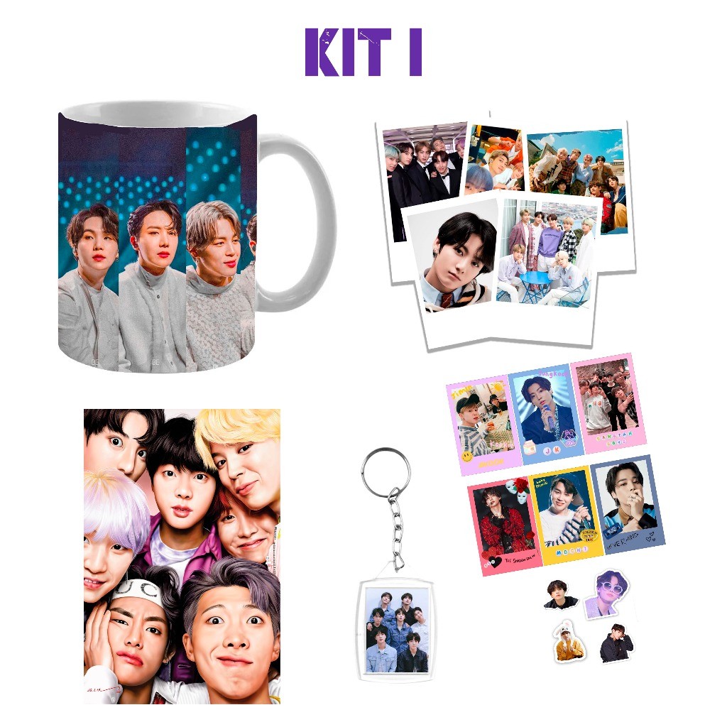 Kit Presente BTS KPOP KIT FÃ BTS PERSONALIZADO - ideal para presentear, fã de kpop caneca, almofada, camiseta, foto