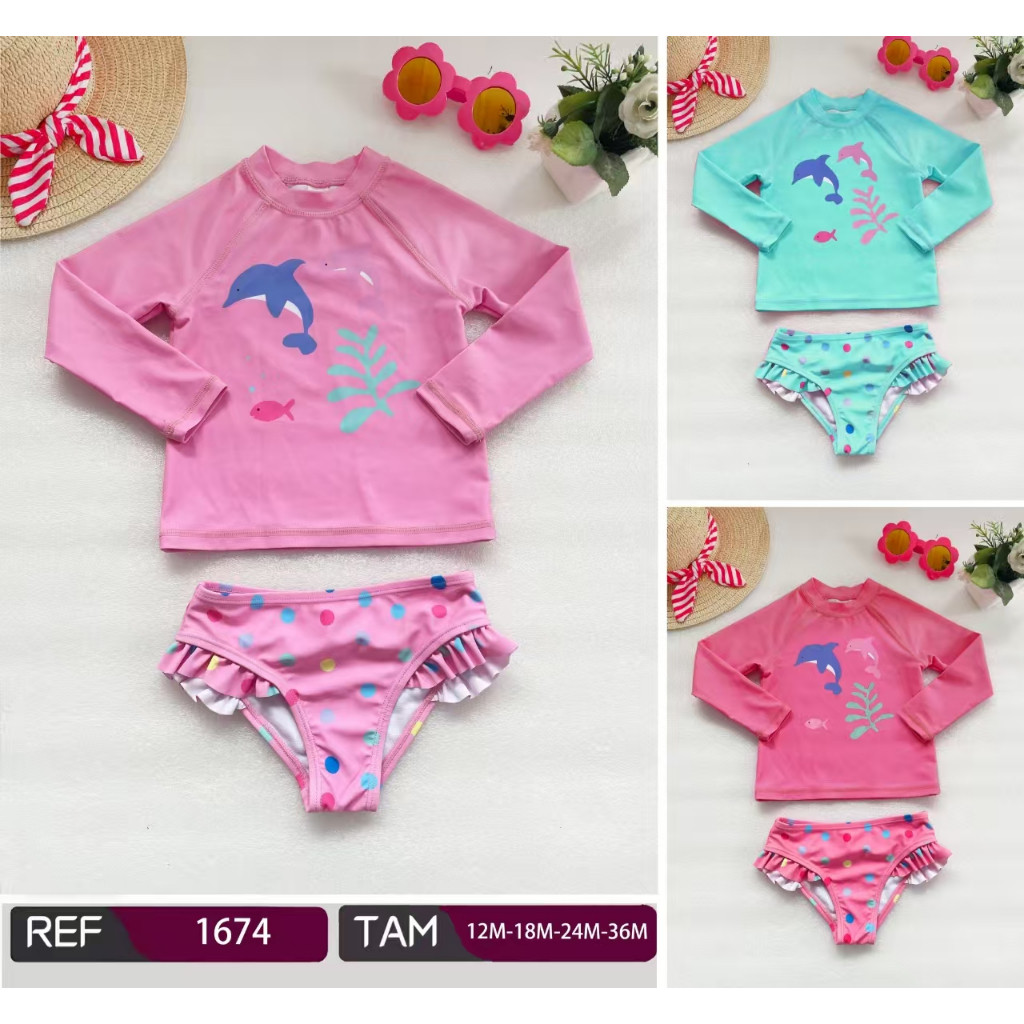 Conjunto Biquini Infantil Proteção Solar UV Blusa + Calcinha-1674