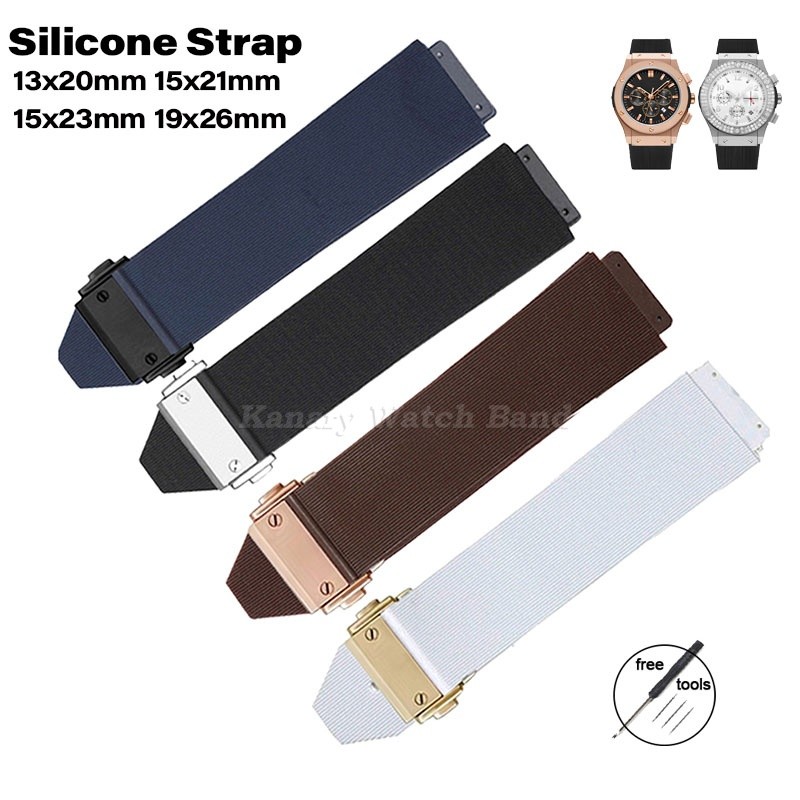 Pulseira De Relógio De Silicone À Prova D'água Para Hublo Big Bang/Fusion Series 13x20/19mm 15x21mm 15x23mm 19x26/25mm B