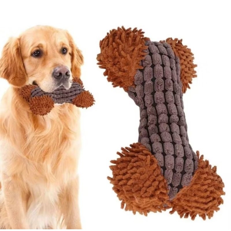 Kit Ossos de Pelúcia com Apito – Brinquedo Mordedor Pet para Cães Pequenos e Médios